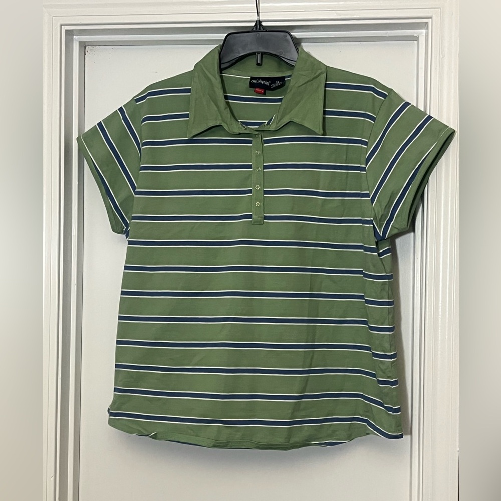 Old college inn Green and White Striped Blouse size: 3X